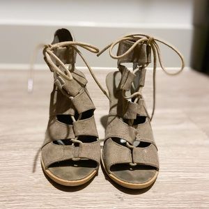 Qupid Lace-up Heeled Sandals